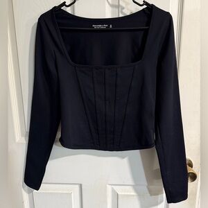 Abercrombie & Fitch Black Square Neck LS Top